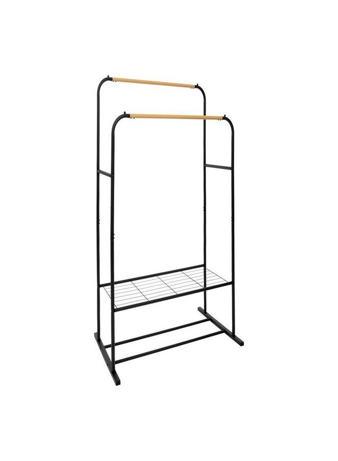 Five Simply Smart Artemis Double Rod Garment Rack Black and Brown 150 x 50 x 80 cm 160461 - Image 1