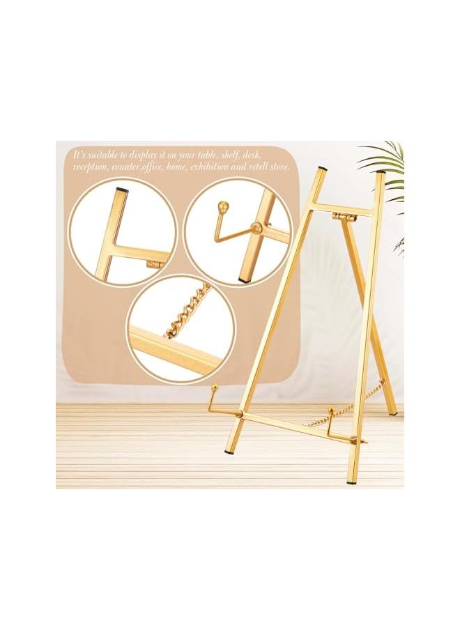 The Bros Table Top Easel Stand 16.5 H x 8.7 W x 4.3 D Metal Easel Stand for Display Tripod Art Picture Mirror Modern Plate Holder Floor Stands for Display Book Photo Wedding Sign(Gold)  - Image 5