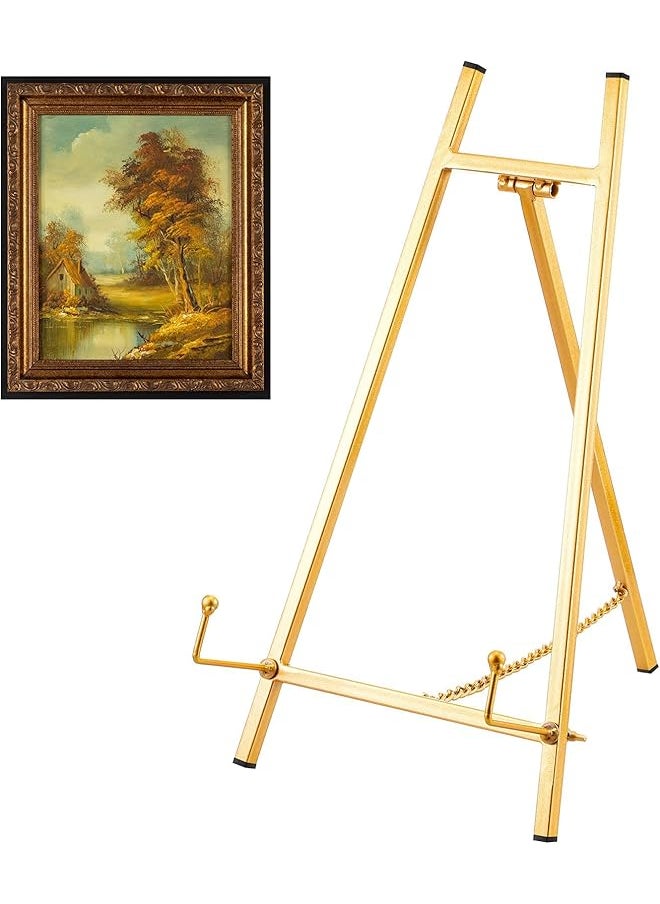 The Bros Table Top Easel Stand 16.5 H x 8.7 W x 4.3 D Metal Easel Stand for Display Tripod Art Picture Mirror Modern Plate Holder Floor Stands for Display Book Photo Wedding Sign(Gold)  - Image 1