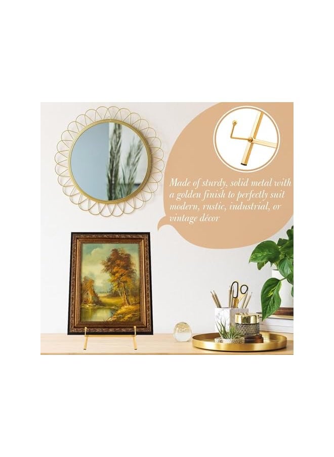The Bros Table Top Easel Stand 16.5 H x 8.7 W x 4.3 D Metal Easel Stand for Display Tripod Art Picture Mirror Modern Plate Holder Floor Stands for Display Book Photo Wedding Sign(Gold)  - Image 4