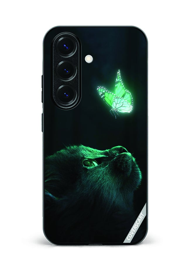 Protective Case Cover For Samsung Galaxy S24 Plus Cat With Butterfly Design Multicolour