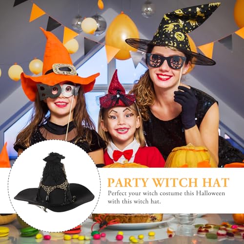 Leorx Balck Witch Hat Gothic Rose Tassel Decor Hair Clip Hair Accessories for Halloween Party - Image 4