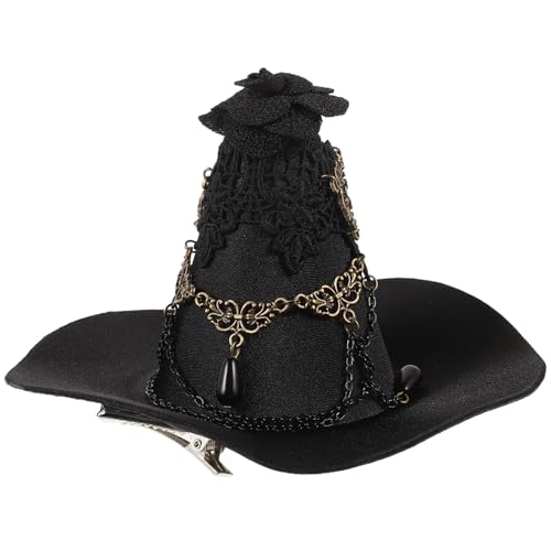 Leorx Balck Witch Hat Gothic Rose Tassel Decor Hair Clip Hair Accessories for Halloween Party - Image 1
