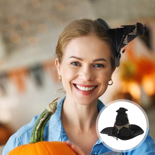 Leorx Balck Witch Hat Gothic Rose Tassel Decor Hair Clip Hair Accessories for Halloween Party - Image 3