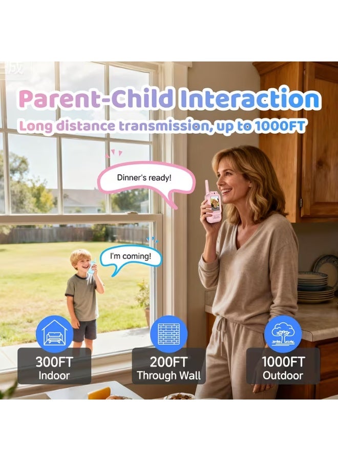 BlueFire Face-to-Face Video Walky Talkiy for Kids – 2 Pack Rechargeable Video Intercom Toys with LCD Screen & Front Camera, Real-Time Video Chat, No SIM Needed & No WiFi Required, Long-Range 20–40MHz Kids Walkiy Talkiyes for Indoor & Outdoor Adventures, Learning Communication Toys for Boys & Girls Ages 3–12, Blue & Pink, USB-Rechargeable, Durable ABS Build, Camping Gear, Birthday & Christmas Gift Set - Image 4