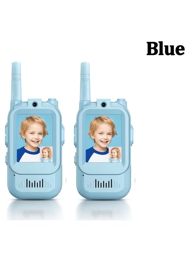 BlueFire Face-to-Face Video Walky Talkiy for Kids – 2 Pack Rechargeable Video Intercom Toys with LCD Screen & Front Camera, Real-Time Video Chat, No SIM Needed & No WiFi Required, Long-Range 20–40MHz Kids Walkiy Talkiyes for Indoor & Outdoor Adventures, Learning Communication Toys for Boys & Girls Ages 3–12, Blue & Pink, USB-Rechargeable, Durable ABS Build, Camping Gear, Birthday & Christmas Gift Set - Image 1