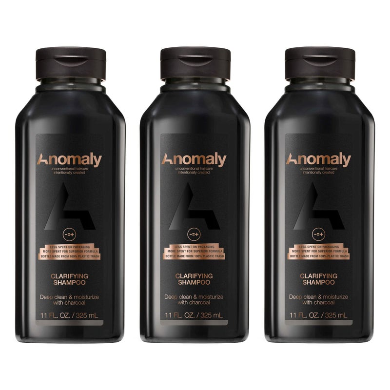 Anomaly Vegan Eucalyptus Clarifying Charcoal Scalp Shampoo for Build Up | Sulfate Free & Paraben Free |for Women & Men| Eco Friendly Sustainable Packaging from Ocean Plastic, 11 fl. oz. (Pack of 3) - Image 1