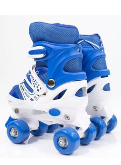 POWER Adjustable Roller Skate Shoes 2-Rows 4-Wheels, Blue/White, Size Large 39-42  - Image 5