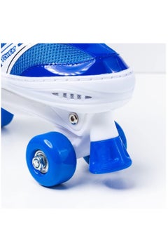 POWER Adjustable Roller Skate Shoes 2-Rows 4-Wheels, Blue/White, Size Large 39-42  - Image 2