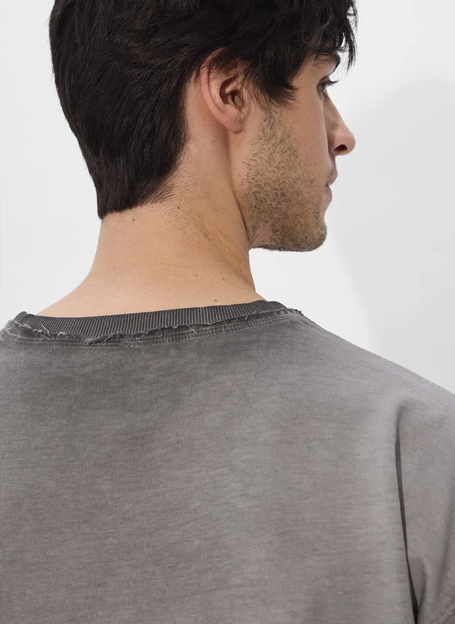The Souled Store  The Souled Store Men's Oversized Grey Cotton T-Shirt with Graphic Print  | Best Price UAE