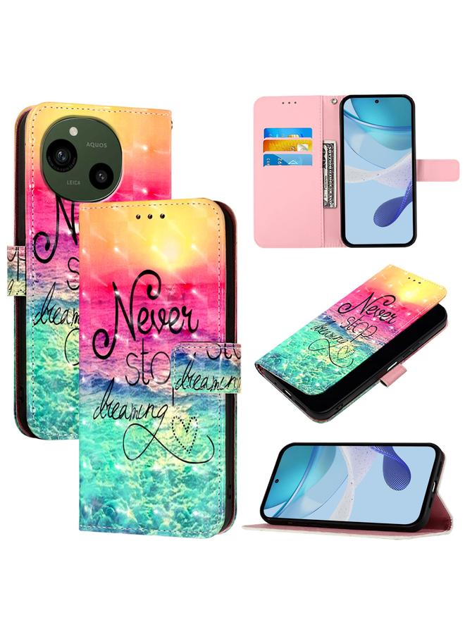 For Sharp Aquos R9 3D Painting Horizontal Flip Leather Phone Case(Chasing Dreams)