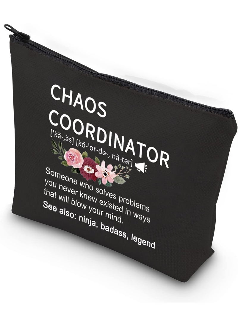 WCGXKO - WCGXKO Chaos Coordinator Funny Definition Zipper Pouch Makeup Bag (Chaos CoordinatorD black) - Image 1