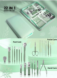 DAREU 22Pcs Manicure Set Pedicure Kit Nail Clippers Set, Professional Grooming Care Tools Nail Kit Including Facial, Fingernails and Toenails Care  - Image 2