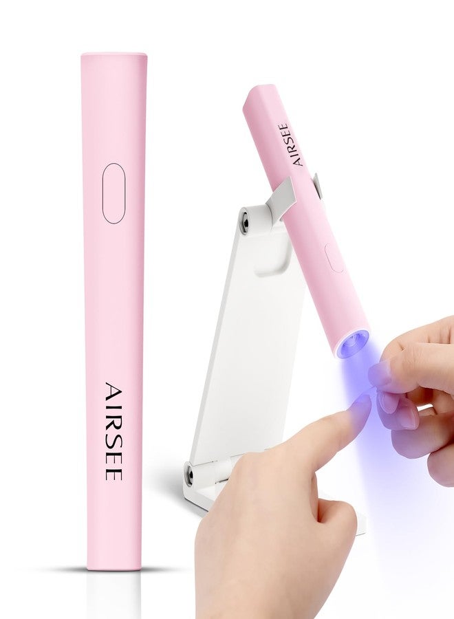 AIRSEE Mini Handheld UV Light for Gel Nails with Stand,Portable Rechargeable Nail Lamps,2 Timers for Fast Nail Extension,Rhinestone Glue Decoration,Gel Nail Strips at Home,Travel(Pink) - Image 1