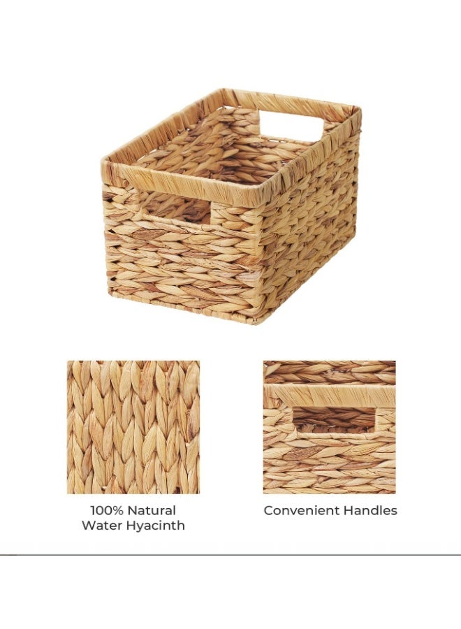 GOGOGO StorageWorks Wicker Storage Baskets for Shelves, Large Shelf Baskets with Handles, Rectangular Wicker Storage Boxes, Organize Boxes, Natural Water Hyacinth, Set of 2 - Image 4