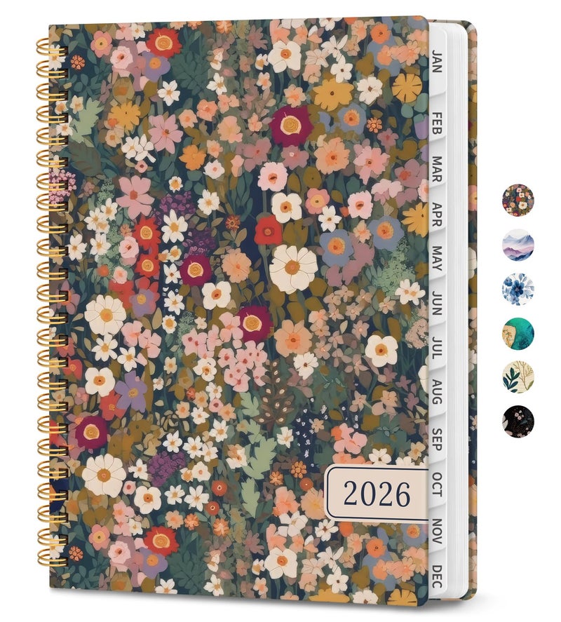ZOTIA 2026 Planner, Weekly and Monthly Planner for Women, January 2026 - December 2026, Hardcover 2026 Calendar Planner Book with Tabs, Inner Pocket, Spiral Bound, Perfect for Office Home School Supplies - A4 (8.5" x 11"), Petals - Image 1