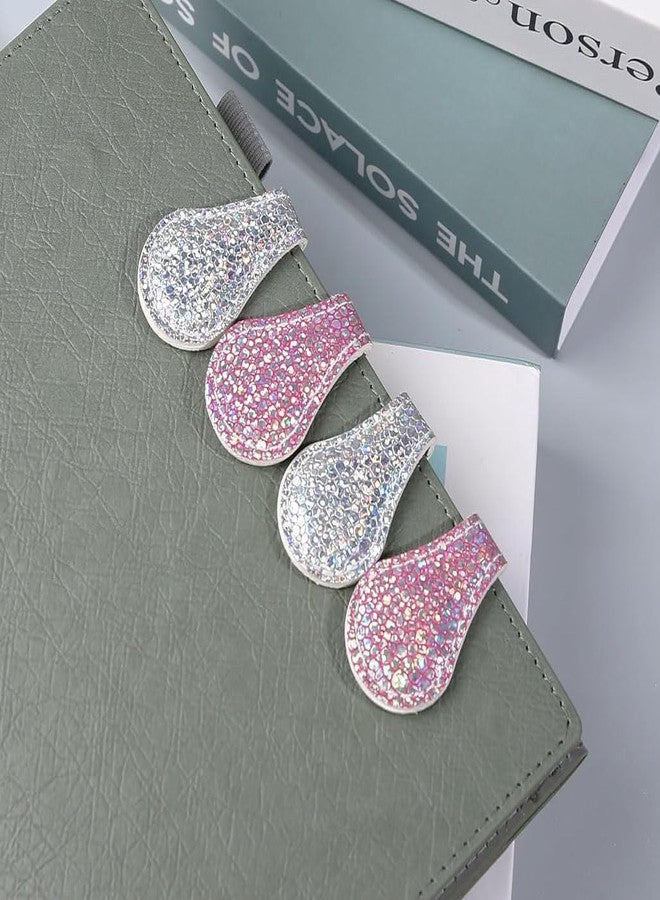 VIZEMO 3 PCS Sparkling Leather Magnetic Bookmark, Bling Bookmark for Girls Vintage Book Mark Double-Sided Magnetic Page Markers Leather Page Clip Buckles Reading Supplies for Teacher Students Book Lovers - Image 1
