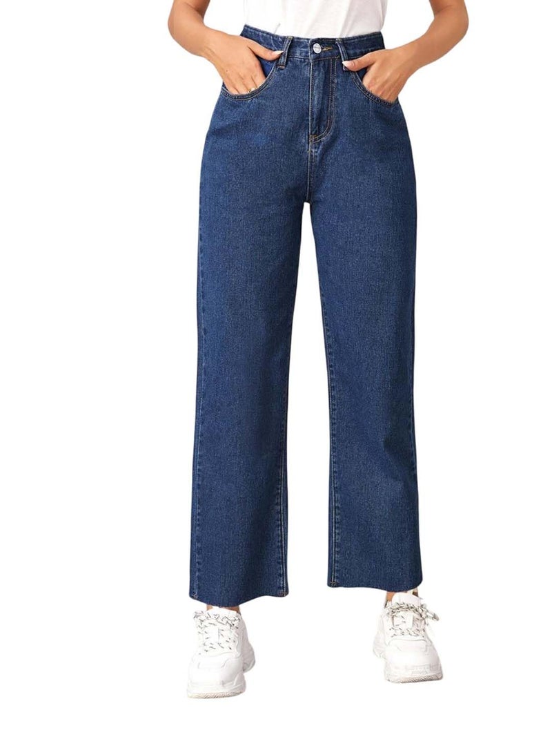 KOTTY Women's Solid High Rise Relaxed Fit Ankle Length Stylished Jeans(Blue,34)_KOTTYLADIESJEANS721XXL - Image 1