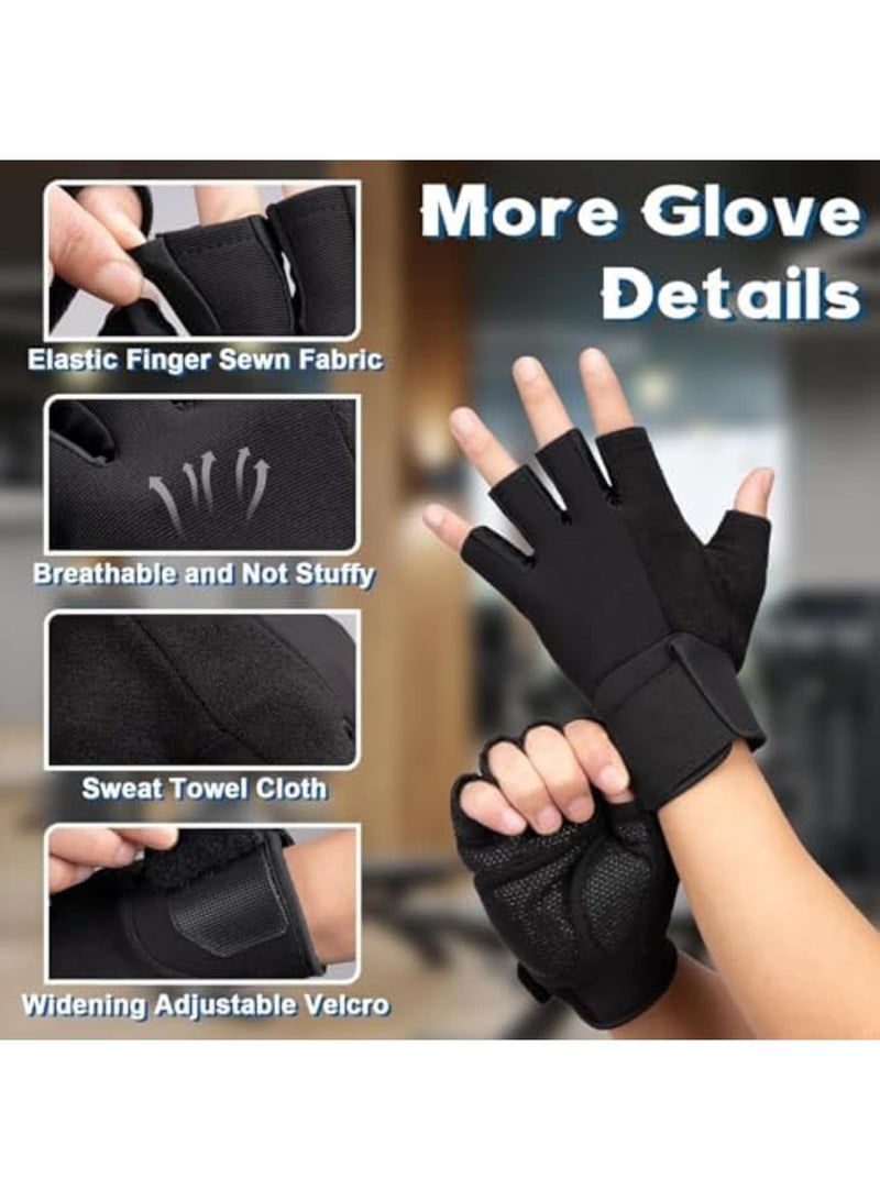 SYOSI قفازات تمرين للرجال والنساء، قابلة للتنفس وقبضة محسّنة، قفاز رياضي مريح مع دعم للمعصم، مثالي لرفع الأثقال، ركوب الدراجات، التجديف، وتدريب الصالة الرياضية (أسود) - Image 5