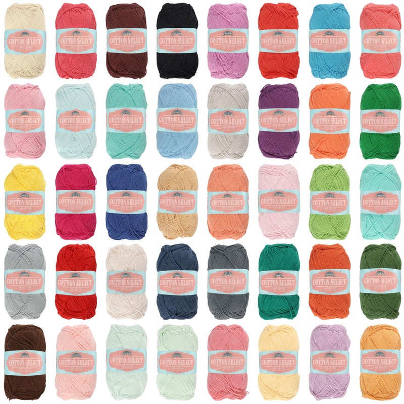 BambooMN JubileeYarn Cotton Select Yarn  50gSkein Sport Weight  Multi Color Bulk Pack  40 Skeins