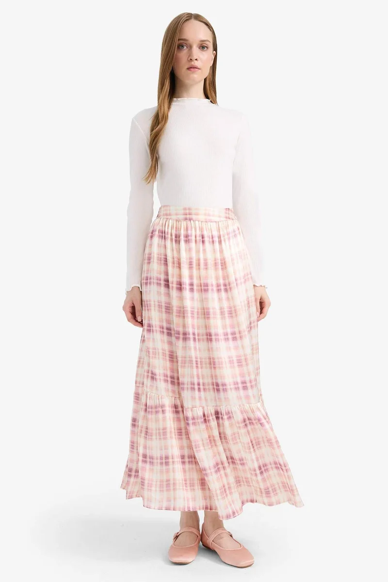 DeFacto Printed Satin Maxi Skirt