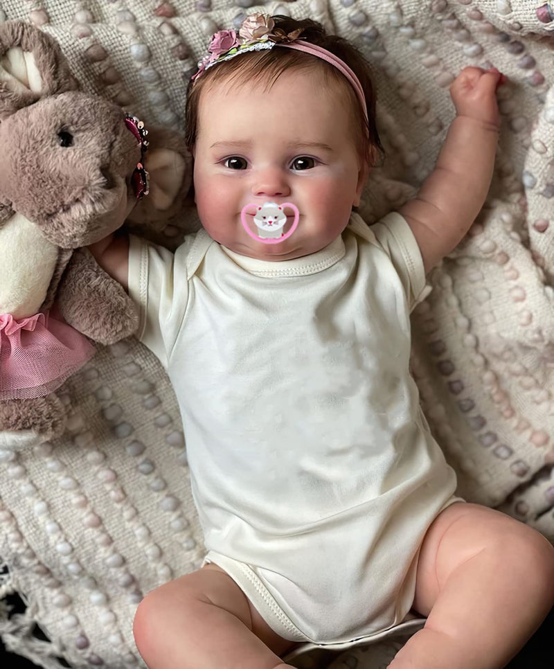 Wamdoll 50CM Lifelike Real Baby Size Rooted Hair Sweet Smiling Reborn Baby Dolls Crafted in Silicone Vinyl Full Body Realistic Newborn Girl Dolls Cuddly Body Gift Set Washable - Image 2