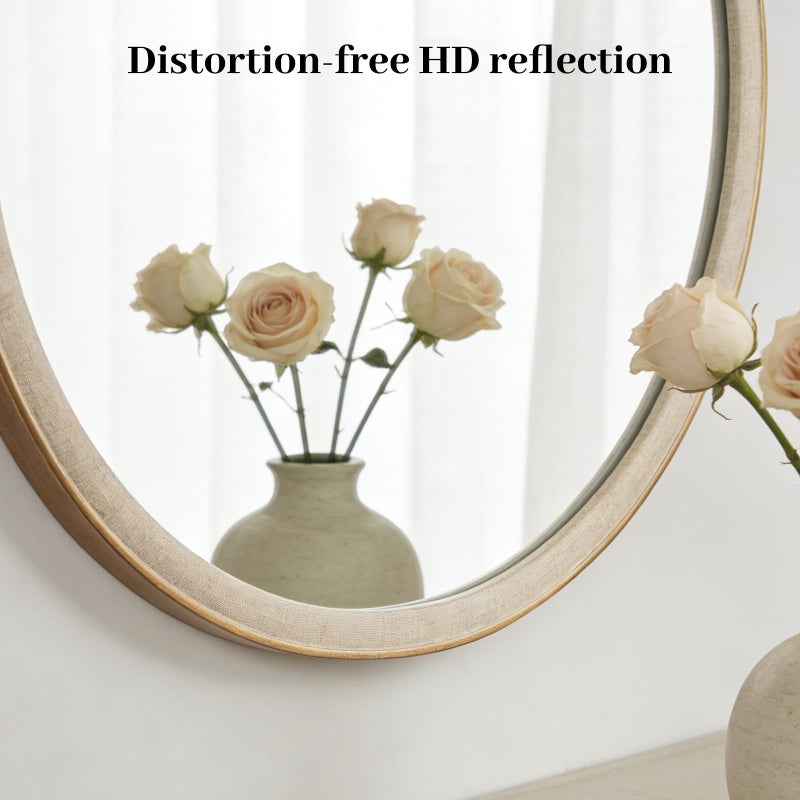 WallBeyond Round Mirror 24 Inch, Linen-Texture Circle Wall Mirror for Bathroom, Bedroom, Entryway, Living Room - Image 5