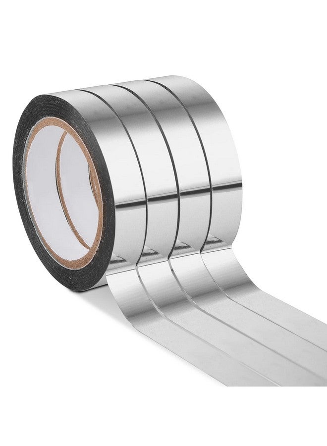 Grevosea 4 Rolls Metallic Mirror Tape, 65Ft Diy Graphic Art Tape Self-Adhesive Metalized Polyester Film Decor Tape For Wall Wardrobe Bathroom Decoration Gift Wrapping (Silver) - Image 1