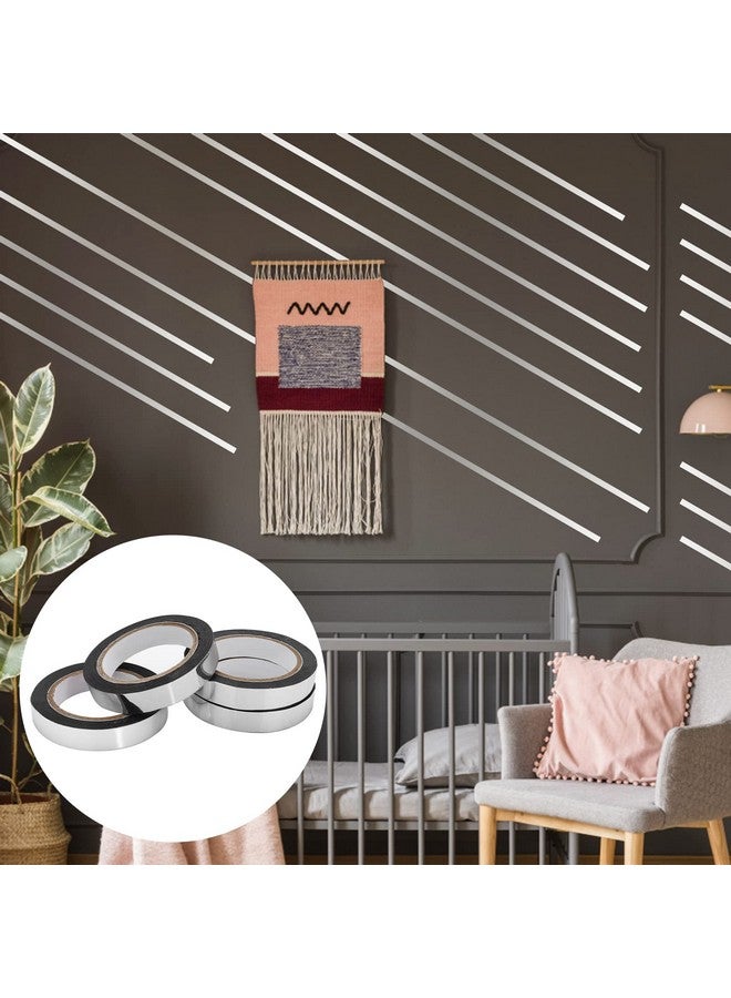 Grevosea 4 Rolls Metallic Mirror Tape, 65Ft Diy Graphic Art Tape Self-Adhesive Metalized Polyester Film Decor Tape For Wall Wardrobe Bathroom Decoration Gift Wrapping (Silver) - Image 5