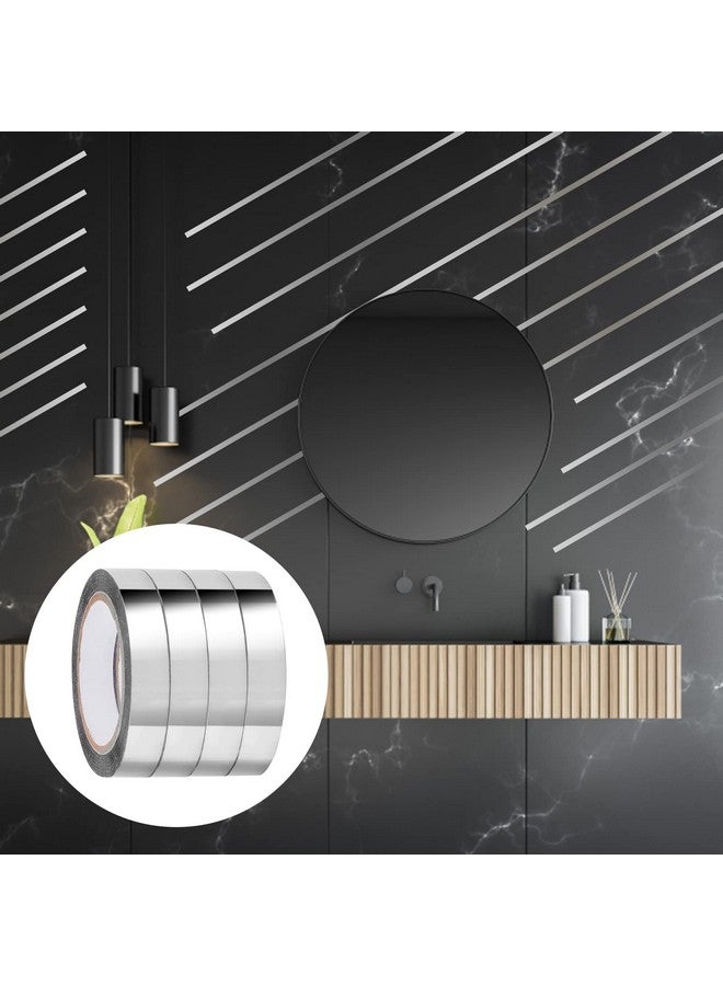 Grevosea 4 Rolls Metallic Mirror Tape, 65Ft Diy Graphic Art Tape Self-Adhesive Metalized Polyester Film Decor Tape For Wall Wardrobe Bathroom Decoration Gift Wrapping (Silver) - Image 3