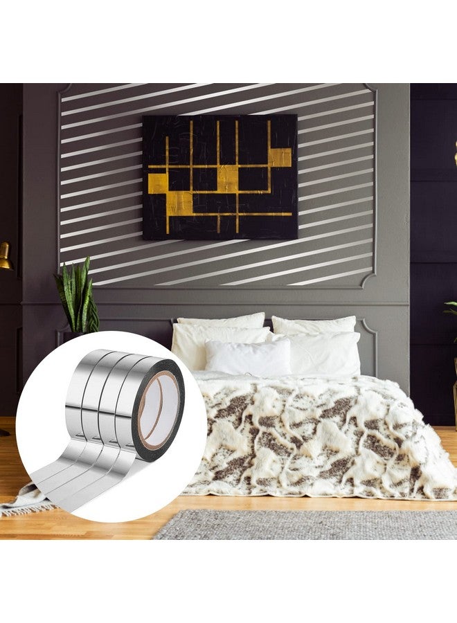 Grevosea 4 Rolls Metallic Mirror Tape, 65Ft Diy Graphic Art Tape Self-Adhesive Metalized Polyester Film Decor Tape For Wall Wardrobe Bathroom Decoration Gift Wrapping (Silver) - Image 4