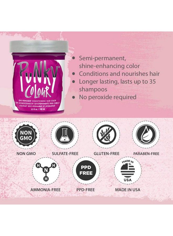 Punky صبغة شعر شبه دائمة بلون فلامنجو بينك، صبغة شعر غير ضارة، نباتية وخالية من البارابين والبولي بروبيلين، تتحول إلى لون شعر نابض بالحياة، سهلة الاستخدام والتطبيق، صبغة شعر تدوم حتى 40 غسلة، 3.5 أونصة - Image 3