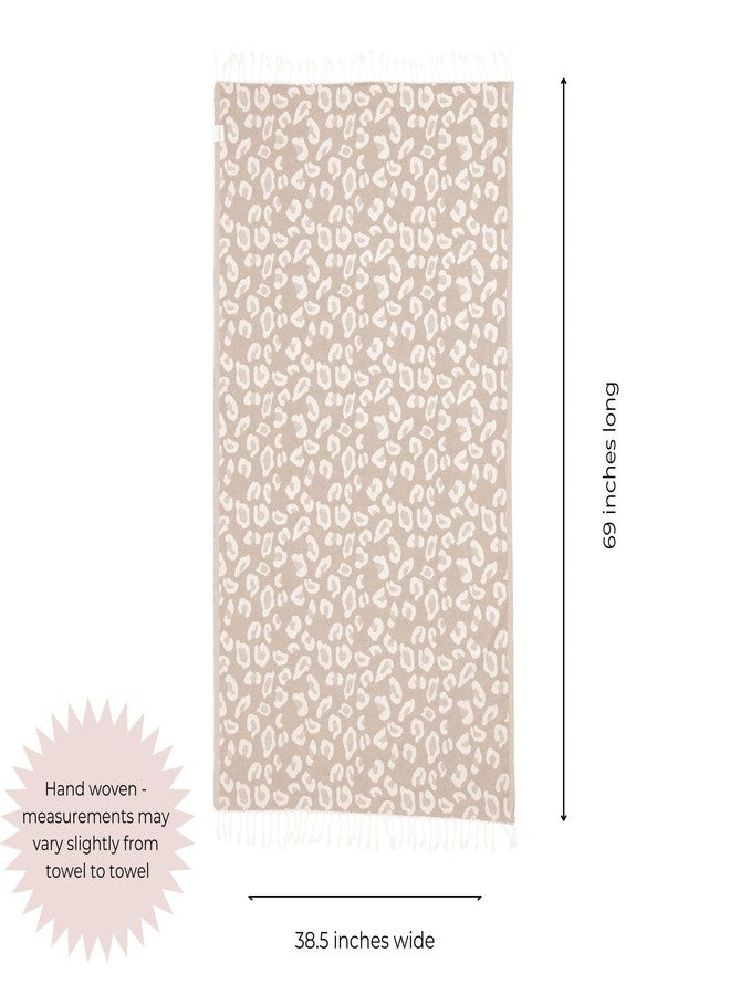 InfuseZen Turkish Bath & Beach Towel - Reversible Leopard Design - Turkish Cotton - Soft, Lightweight, Absorbent Peshtemal, Quick Dry, Sand Free - for Pool, Gym, Throw, Travel - Beige - Image 3