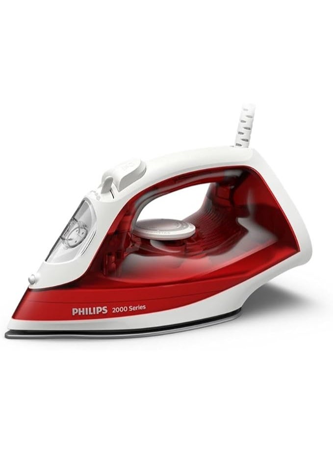Philips 2000 Series Steam Iron, Non-stick soleplate, 4 steam settings, 250 ml water tank, 2000W, Red 250 ml 2000 W DST2010/40 Red - Image 1