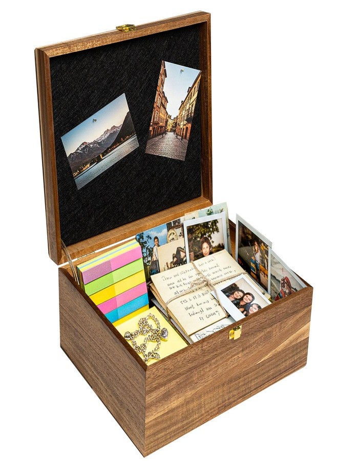AMBER IMPRINT Keepsake Box – Wooden Keepsake Memory Box with Hinged Lid, Tree of Life Engraving, Large Acacia Wood Box 11"x8.6"x5", Felt Photo Board, Secure Latch – Storage for Photos, Letters, Jewelry, Crafts - Image 1