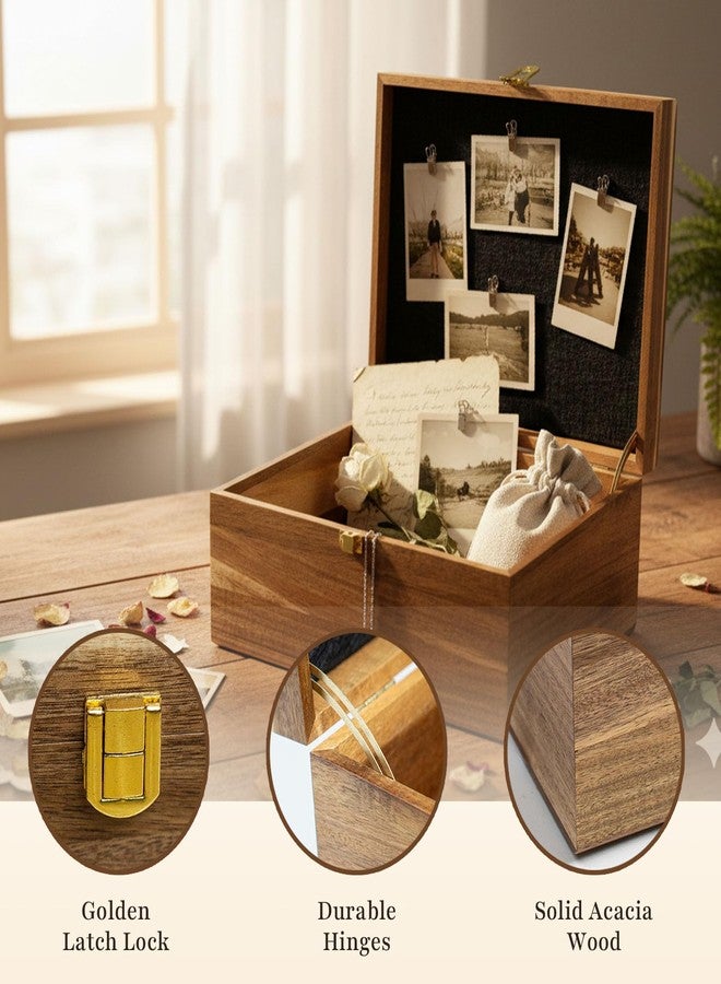 AMBER IMPRINT Keepsake Box – Wooden Keepsake Memory Box with Hinged Lid, Tree of Life Engraving, Large Acacia Wood Box 11"x8.6"x5", Felt Photo Board, Secure Latch – Storage for Photos, Letters, Jewelry, Crafts - Image 3