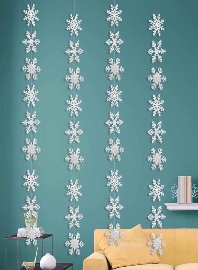 LeeSky 36Pcs Silver Snowflake Garland Banner Winter Wonderland Hanging Snowflake Garland Banner Decorations for Winter Wonderland Christmas Holiday Home Decor - Image 1