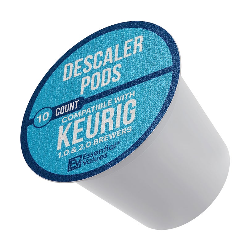 Essential Values Compatible Keurig Rinse Pods 10-Pack - Compatible with K Cup Cleaning Pods - Works With K-Cup Machines Including 2.0 - Aftermarket Keurig Filter Pods - Image 1