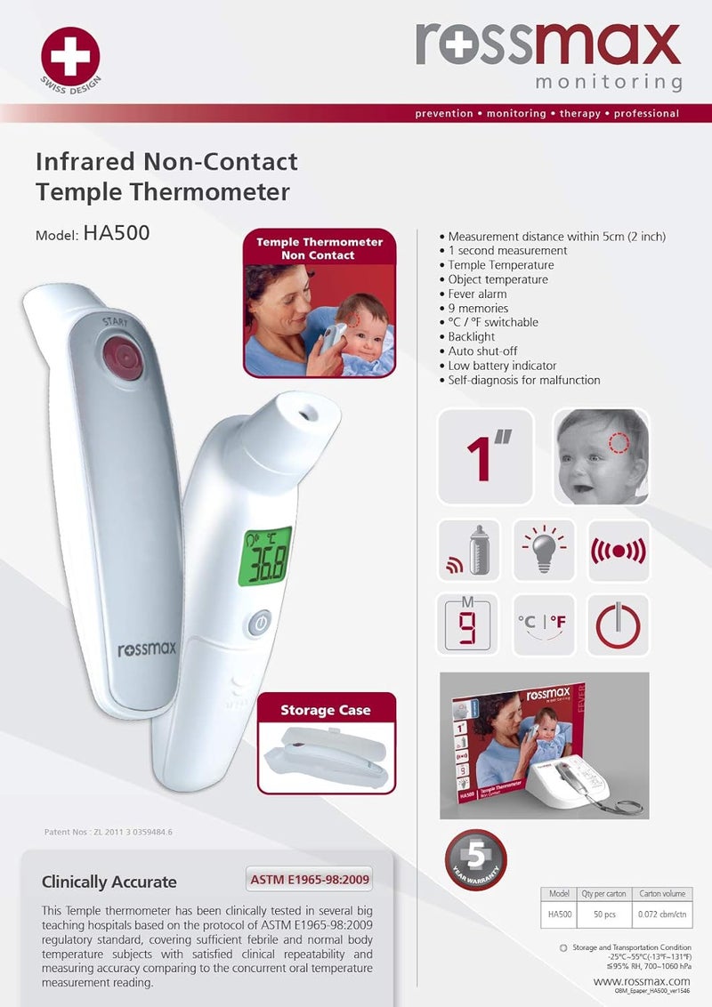 Rossmax HA500 Non-Contact Temple Thermometer - Image 4