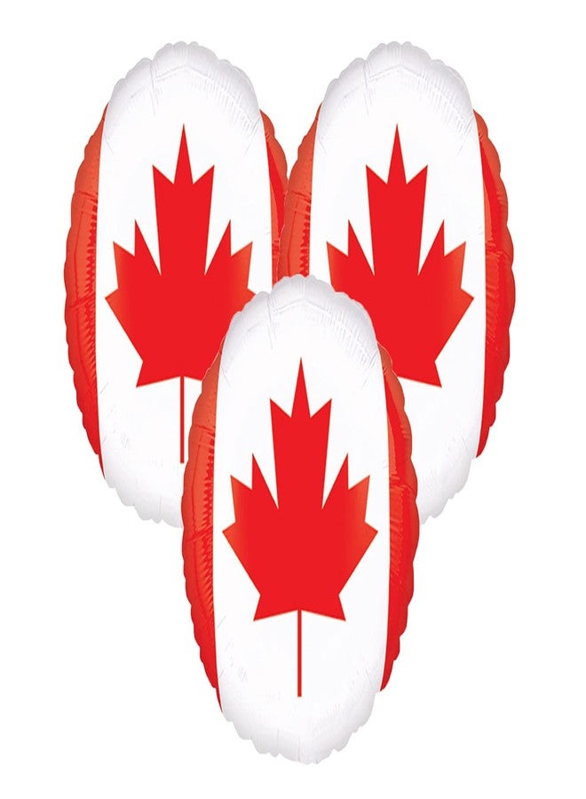 Artisan Owl Set of 3 Canadian Flag National Pride 18" Foil Party Balloons - Image 1