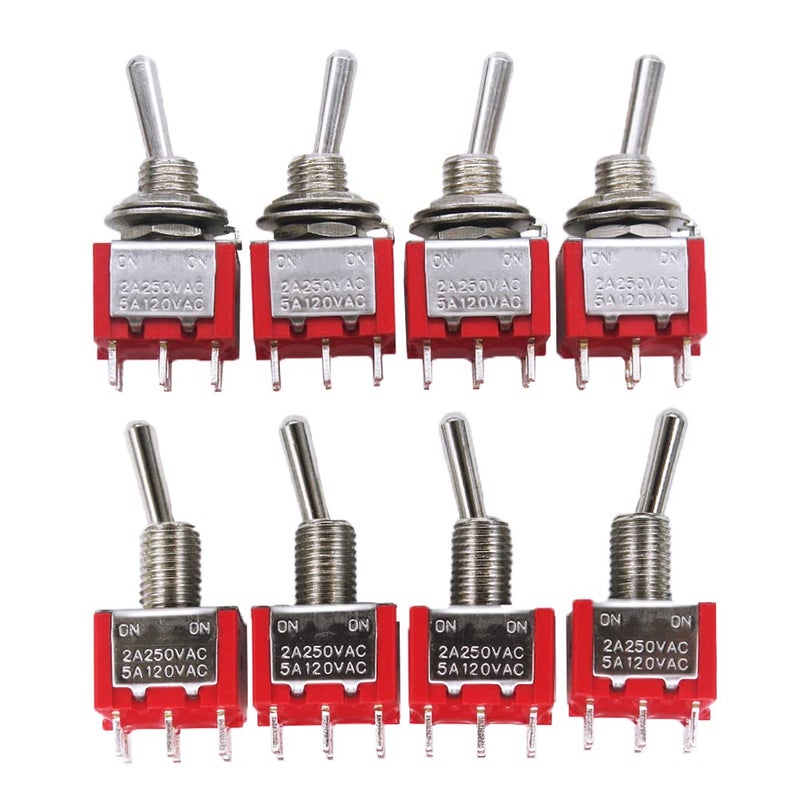 mxuteuk 8 قطع 6 دبوس 2 موضع DPDT مفتاح تبديل مصغر ON/ON للوحة القيادة في السيارة 5A 125V 2A 250V MTS-202 - Image 1