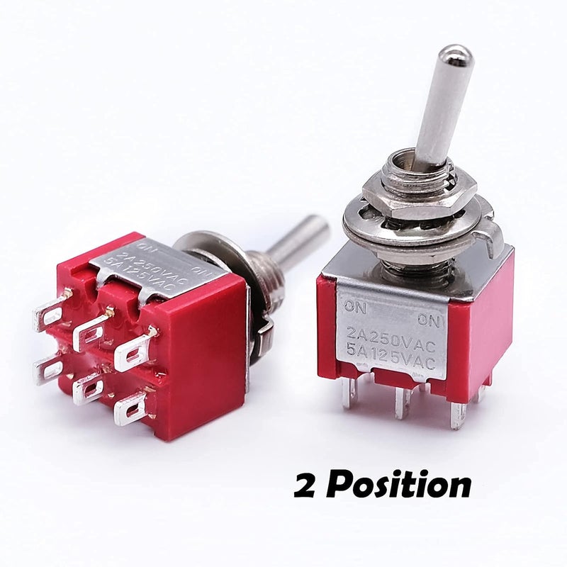 mxuteuk 8 قطع 6 دبوس 2 موضع DPDT مفتاح تبديل مصغر ON/ON للوحة القيادة في السيارة 5A 125V 2A 250V MTS-202 - Image 3