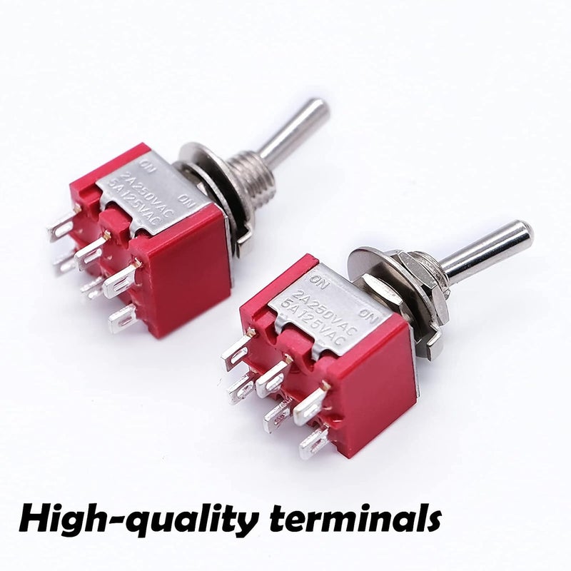mxuteuk 8 قطع 6 دبوس 2 موضع DPDT مفتاح تبديل مصغر ON/ON للوحة القيادة في السيارة 5A 125V 2A 250V MTS-202 - Image 4