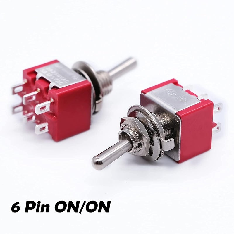 mxuteuk 8 قطع 6 دبوس 2 موضع DPDT مفتاح تبديل مصغر ON/ON للوحة القيادة في السيارة 5A 125V 2A 250V MTS-202 - Image 5