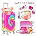 K. T. Fancy KT Fancy 14 PCS American 18 Inch Doll Travel Accessories Set  Rainbow TieDye Suitcase Luggage with Waist Bag Clothes Makeup Kit Phone Passport  Stickers No Doll Included Gift for Girls - Image 4