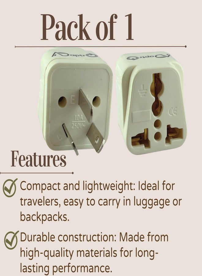 Adaptro India to Australia, New Zealand Travel Adapter for Argentina, Fiji and China & More Type I Universal Plug Convertor (Pack of 1) White - Image 2
