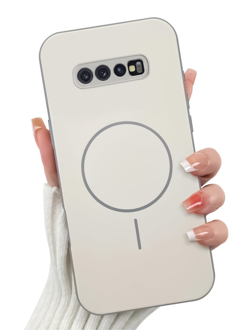 Hybrid Acrylic Protective Case For Samsung Galaxy S10 Plus – Hard Back with Silicone Bumper & Trendy Ring Design – White