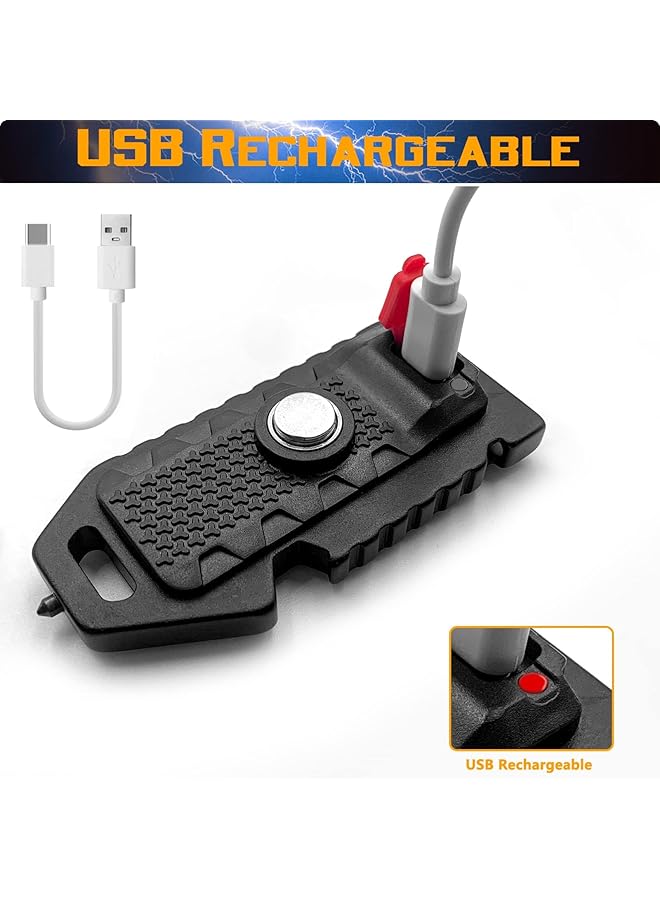 Excefore LED Small Flashlight 2 Pcs Bright Rechargeable Keychain Flashlights 3 Light Modes Portable Magnetic Pocket Light with Hanging Rope Bottle Opener Window Breaker Whistle for Fishing Camping  - Image 3