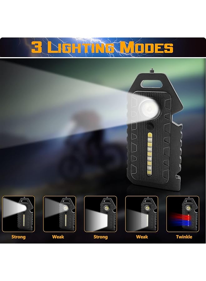 Excefore LED Small Flashlight 2 Pcs Bright Rechargeable Keychain Flashlights 3 Light Modes Portable Magnetic Pocket Light with Hanging Rope Bottle Opener Window Breaker Whistle for Fishing Camping  - Image 4