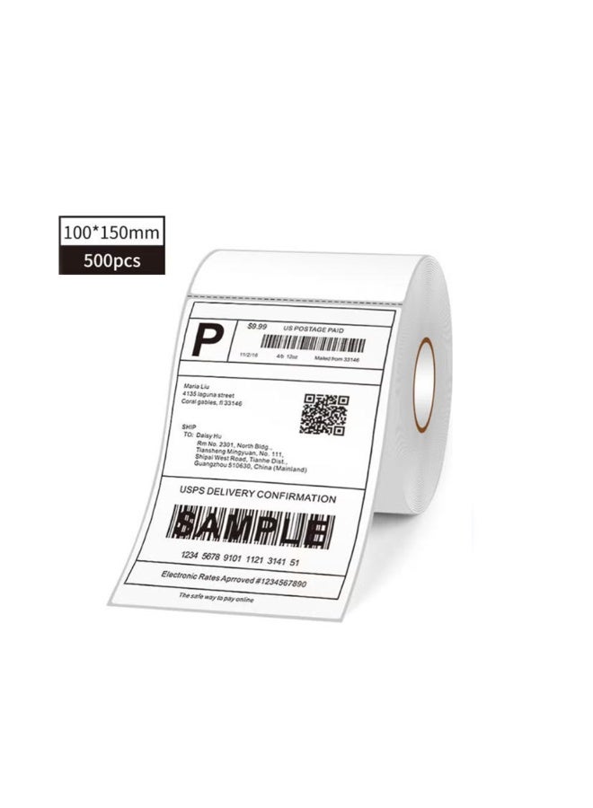 4"x 6"Thermal Direct Shipping Labels Paper for Thermal Printer 500 Sheets/1 Rolls Commercial Grade White Perforated & Strong Adhesive Labels - Image 2